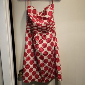 The Limited Strapless Dress in Red and White